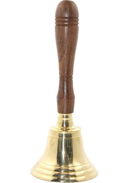 Ahşap Pirinç Başlı El Çanı 25CM