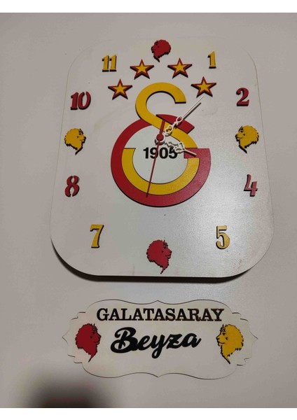 Mrc Hediye Sepeti Isim Yazılı Galatasaray Temalı Duvar Saati