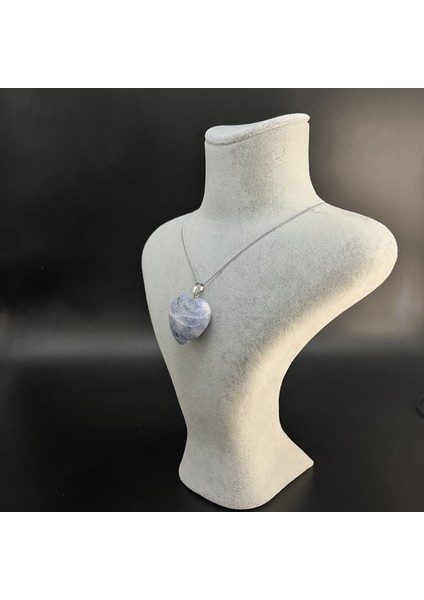 Sodalit Kalp Model Doğal Taş Kolye fırsatları