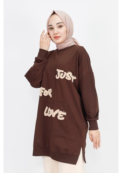 10336 Önü Tüy Baskılı 2 Ip Sweatshirt