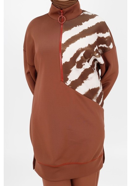 10390 Fermuar Detaylı Scuba Sweatshirt