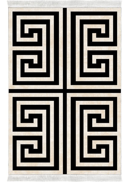 Dijital 2'li Banyo Paspas Takımı Trend Keçe Kaymaz Taban Saçaklı Modern Jem Siyah fiyatları