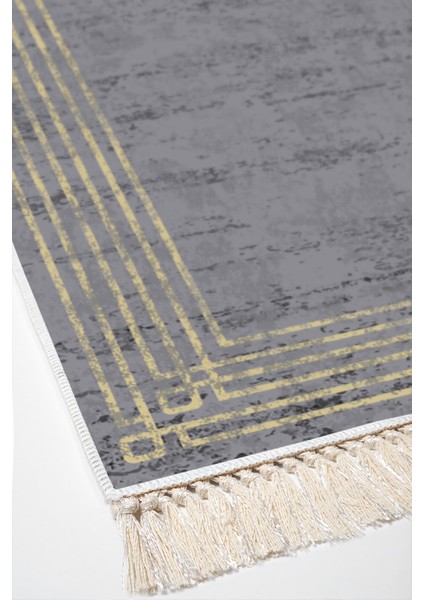 Dijital 2'li Banyo Paspas Takımı Trend Keçe Kaymaz Taban Saçaklı Modern Shelbi Antrasit fırsatları