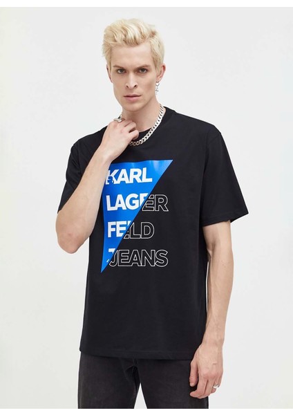 Bisiklet Yaka Siyah Erkek T-Shirt 236D1702_KLJ Relaxed Cut Logo Tee