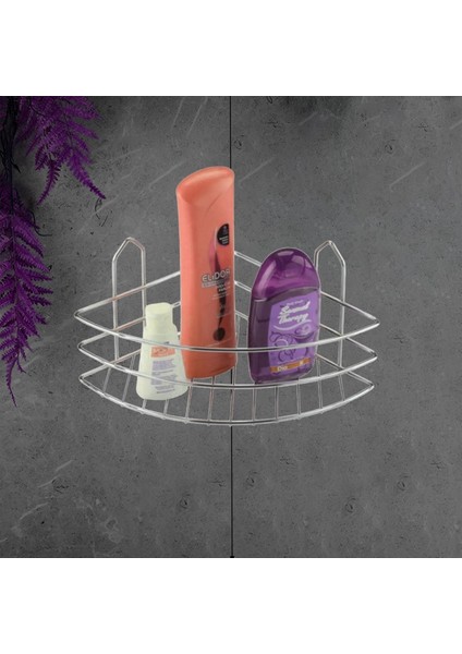 Banyo Duş Rafı Şampuanlık Köşelik Oval Krom Tek Katlı Malzemelik Organizer Düzenleyici Mutfak Eşya Rafı modelleri