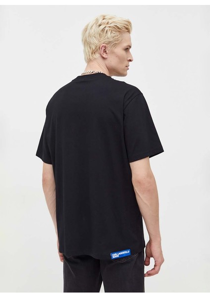Bisiklet Yaka Siyah Erkek T-Shirt 236D1702_KLJ Relaxed Cut Logo Tee
