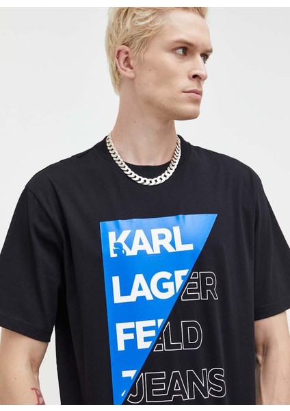 Bisiklet Yaka Siyah Erkek T-Shirt 236D1702_KLJ Relaxed Cut Logo Tee modelleri