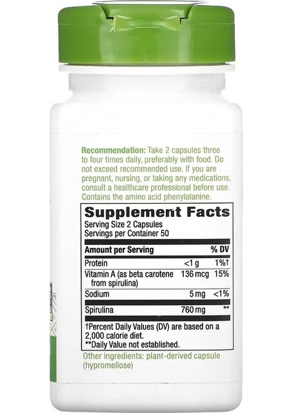 Spirulina Micro-Algae 380 mg 100 Vegan Capsules