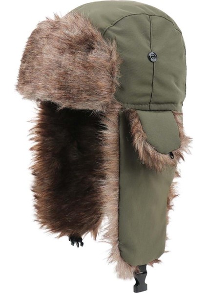 Unisex Çocuk Sıcak Kürklü Bere Kışlık Kulaklı Kayak Şapkası 52CM