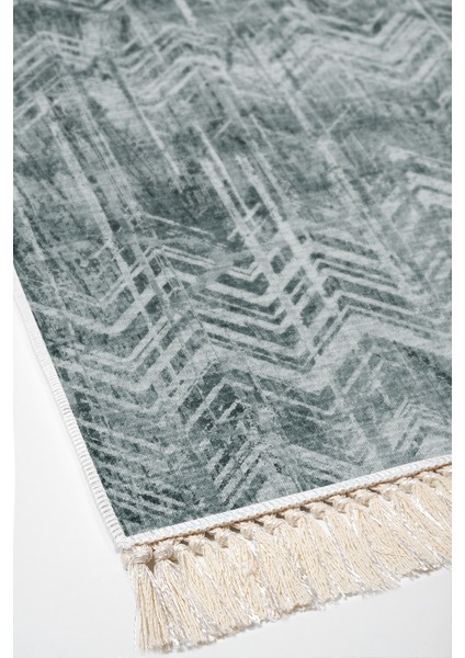 Dijital 2'li Banyo Paspas Takımı Trend Keçe Kaymaz Taban Saçaklı Iskandinav Mel Yeşil fırsatları