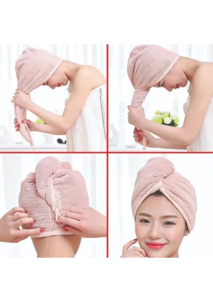 Lastikli Ayarlanabilir %100 Pamuklu Saç Bonesi Saç Havlusu açık pembe – Duş ve Kuaför Bonesi