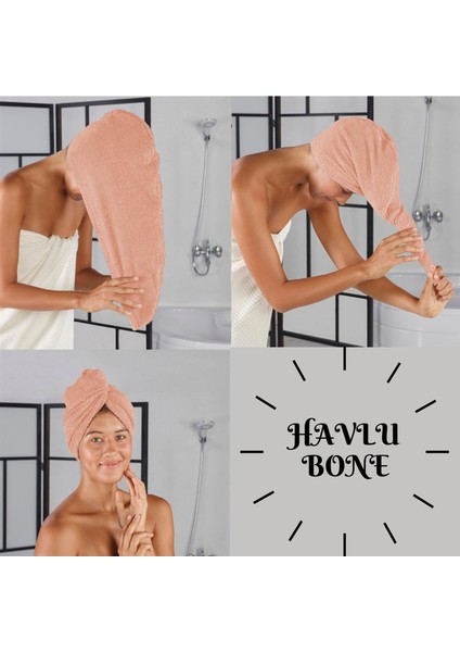 Lastikli Ayarlanabilir %100 Pamuklu Saç Bonesi Saç Havlusu açık pembe – Duş ve Kuaför Bonesi fiyatları