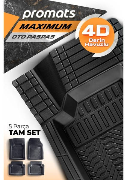 Seat Uyumlu Kaliteli Kaucuk Kaydırmazlı 4d Havuzlu Paspas Seti
