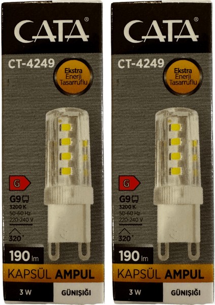 CT-4249 3W 3200K (Günışığı) G9 Duylu Kapsül LED Ampul (2 Adet)