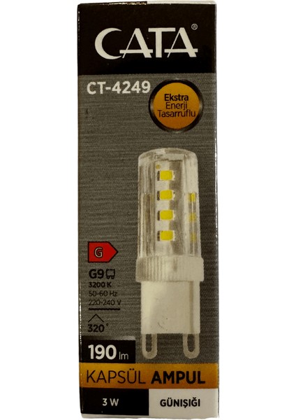 CT-4249 3W 3200K (Günışığı) G9 Duylu Kapsül LED Ampul (2 Adet)