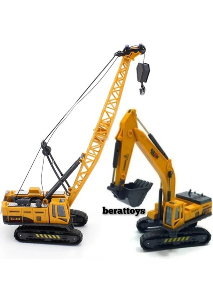 Berattoys Ikili Inşaat Set Iş Makinaları Ikili Iş Araçları Ekskavatör Dozer ve Kepçe