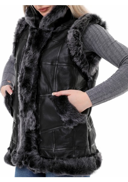 Tahiroğlu Deri Kadın Brisa Yelek %100 Hakiki Deri ve Kürk Detaylı Tasarım 2023 modelleri