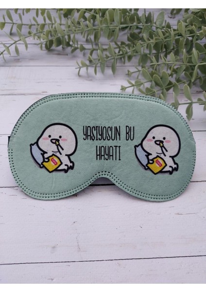 Yaşıyorsun Bu Hayatı Uyku Bandı Göz Bandı Baskılı Pamuk Seyahat Uyku Bandı