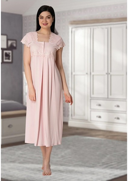 Lohusa Dantelli Gecelik Pembe - 5013