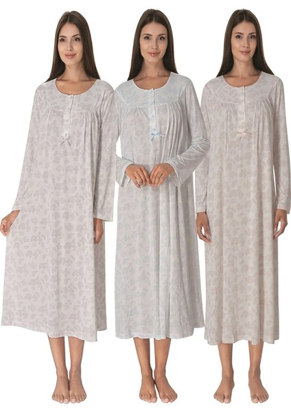 Lohusa Desenli Gecelik Mavi - 5063