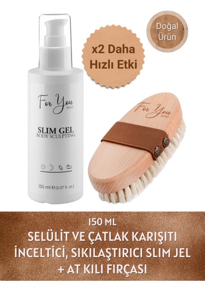 Slim Jel Inceltici-Sıkılaştırıcı-Toparlayıcı-Çatlak Karşıtı ve Selülit Kremi 150 Ml+At Kılı Fırçası