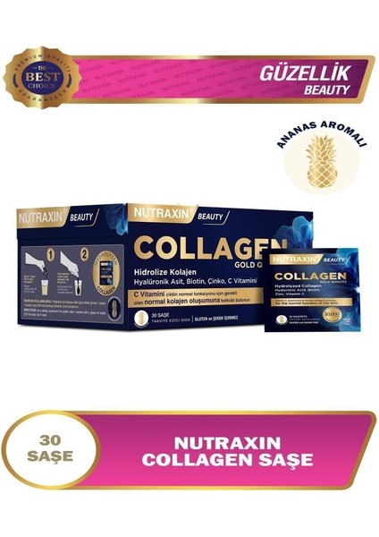 Collagen 30 Saşe 10.000 mg Tip 1 Tip 3 Ananas Aromalı