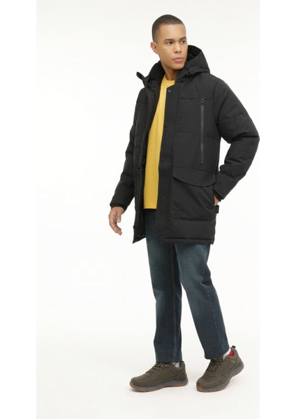 M-Adlers Long Coat 3pr Siyah Erkek Uzun Kaban modelleri