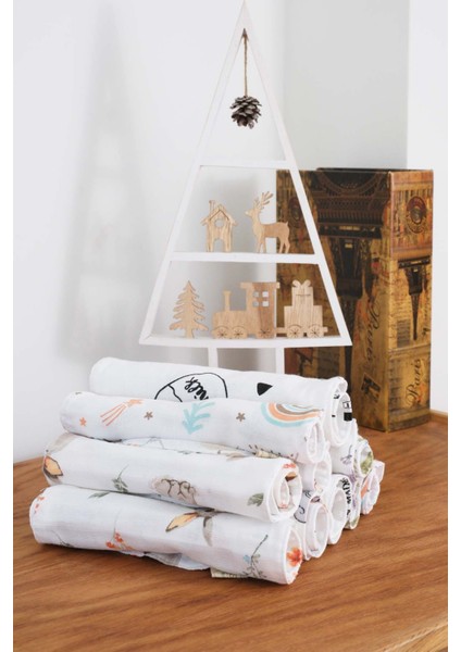 Çift Katlı Omuz Mendili 5’li Set 25x50cm Sıvı Geçirmez Müslin Doğal Yumuşak Kumaş Hediye Yıkanabilir