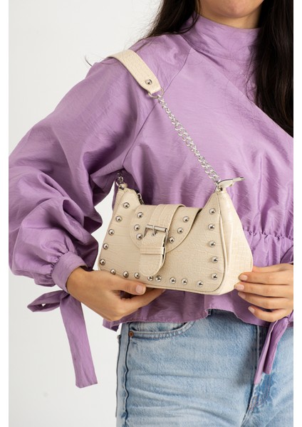 Bony Zımbalı Timsah Desenli Siyah Kol Çantası fiyatları