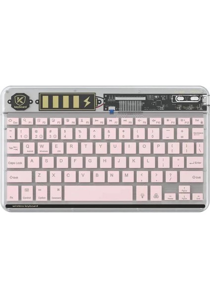Tüm Cihazlara Uyumlu Taşınabilir Bluetooth Klavye Kablosuz Işıklı Şeffaf Klavye Şarj Edilebilir