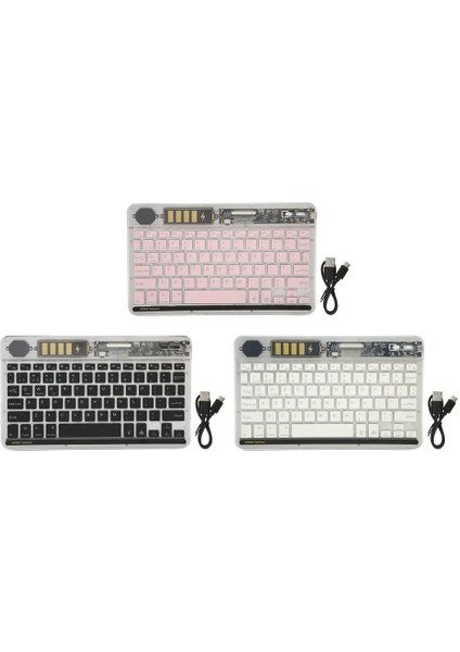 Tüm Cihazlara Uyumlu Taşınabilir Bluetooth Klavye Kablosuz Işıklı Şeffaf Klavye Şarj Edilebilir fiyatları