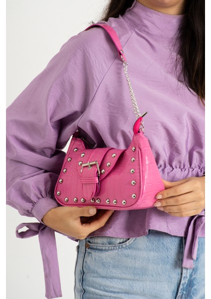 Bony Zımbalı Timsah Desenli Siyah Kol Çantası modelleri