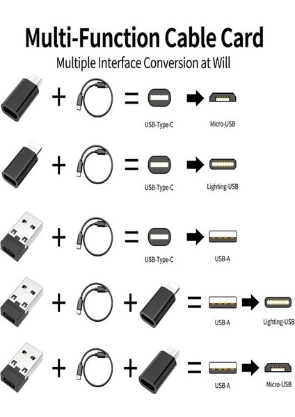 Aynalı, Standlı 8-in-1 Çok İşlevli Seyahat Seti - Type-C, USB, Micro, Lightning Port Çevirici