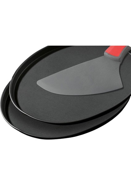 2 Adet Teflon Pizza Tavası 26CM Yanmaz Yapışmaz Sağlıklı Sığ Kenarlı Tepsi Krep Pizza Pişirme Kalıbı