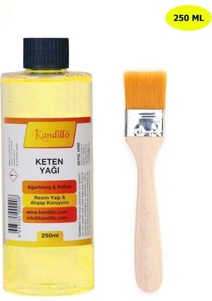 Ağartılmış Rafine Keten Yağı 250 Ml. Resim Yağı + Fırça