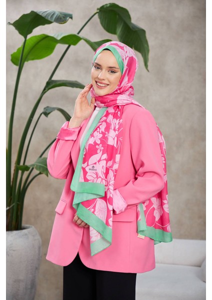 Nature Fulya Soft Şal Yeşil Pembe 3041-04