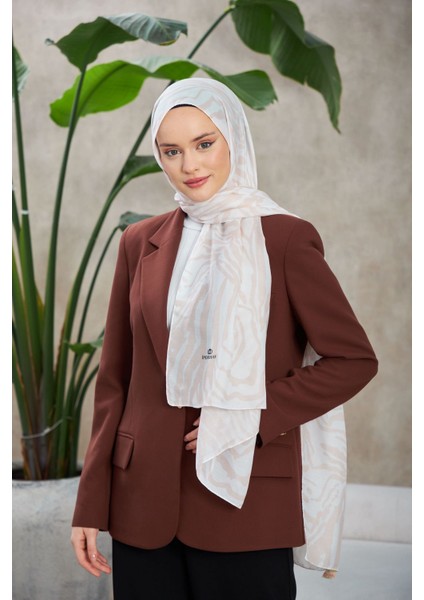 Ethnic Galaxy Soft Şal Beyaz Bej 3042-04