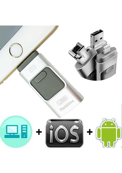 USB Storer 8 GB Iphone Otg Micro Flash Bellek Ios Android Windows Mobile Uyumlu