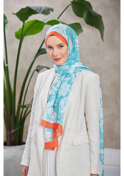 Nature Fulya Soft Şal Turuncu Su Yeşili 3041-12