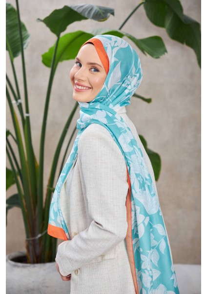 Nature Fulya Soft Şal Turuncu Su Yeşili 3041-12