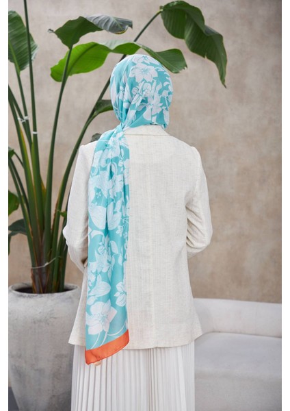 Nature Fulya Soft Şal Turuncu Su Yeşili 3041-12