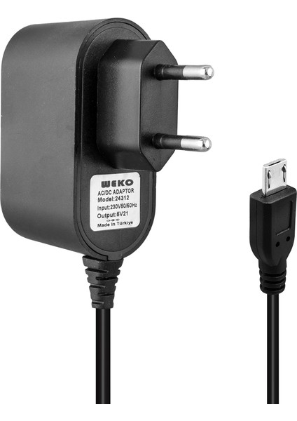 Weko 5 Volt - 1 Amper Mıcro USB Uçlu Yerli Üretim Priz Tipi Adaptör