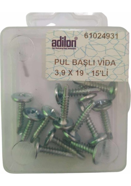 Pul Başlı Matkap Uçlu Vida 3,9X19-15'Lİ