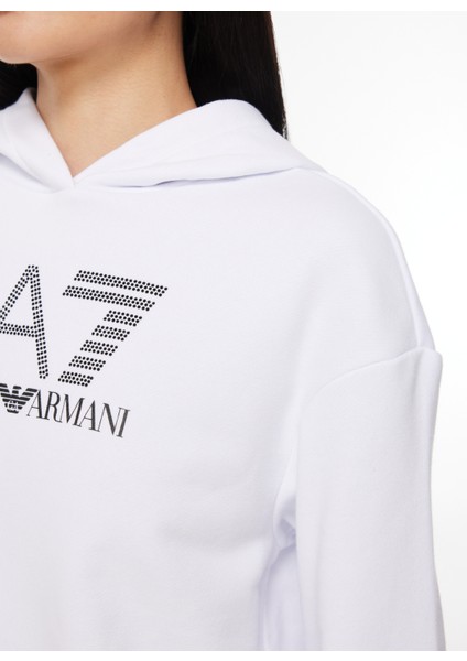 Kapüşon Yaka Düz Beyaz Kadın Sweatshırt 6RTM31 fırsatları