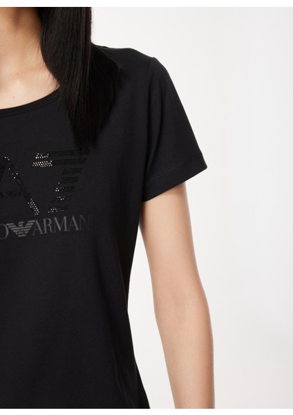 Bisiklet Yaka Düz Siyah Kadın T-Shirt 6RTT29 fırsatları