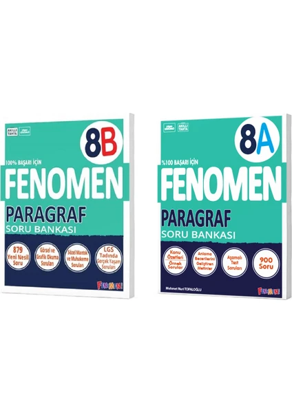 Fenomen Yayınları 2024 8. Sınıf LGS Paragraf A - B Soru Bankası Seti 2 Kitap