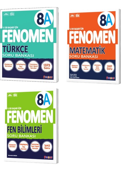 2024 8. Sınıf LGS Türkçe - Matematik - Fen Bilimleri A Soru Bankası Seti 3 Kitap