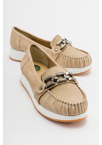 Kare Tokalı Babet Keten Kot