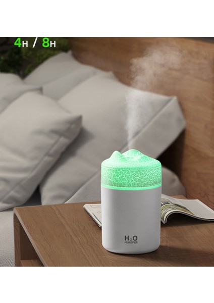 H2O Humidifier 300 ml Ultrasonik Hava Nemlendirici Volkanik Buhar Makinesi ve Aroma Difüzörü