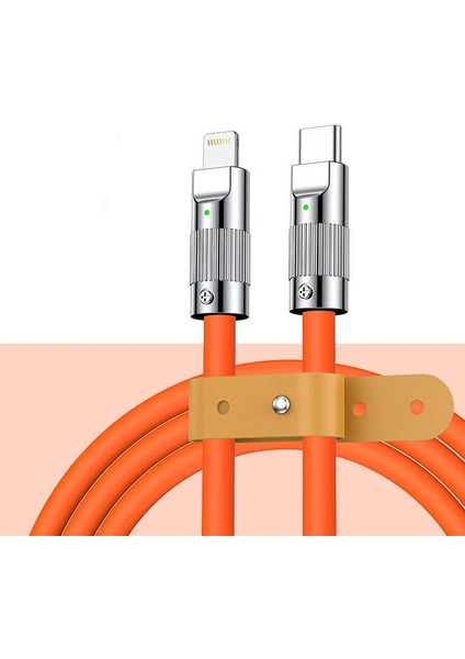 6A Type-C To Apple Ios Lightning Sıvı Silikon Data Hızlı Şarj Kablosu - Bakır Döşeme - 1.5 Metre - Katlanmaz Kırılmaz Turuncu
